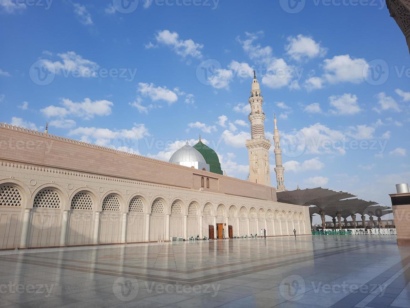 Beautiful daytime view of Prophet's Mosque - Masjid Al Nabawi, Medina, Saudi Arabia. photo
