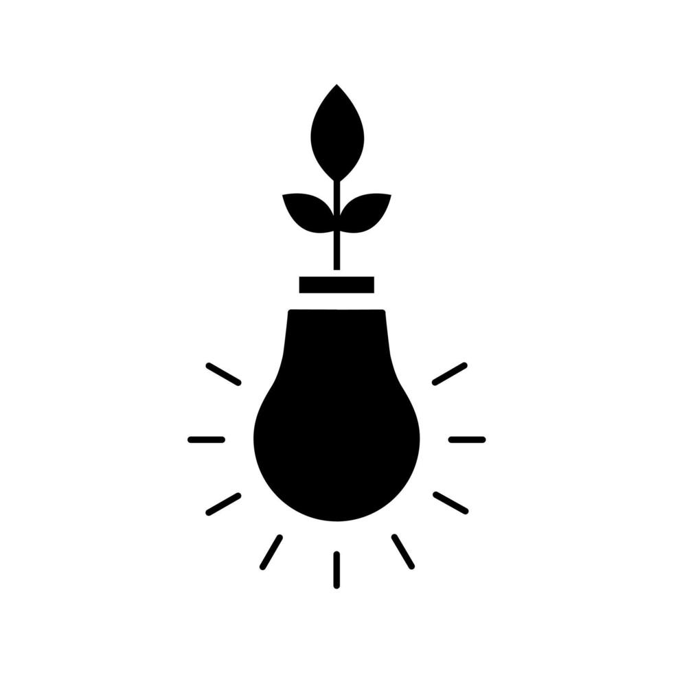 lightbulb with plant, symbol of green energy icon vector