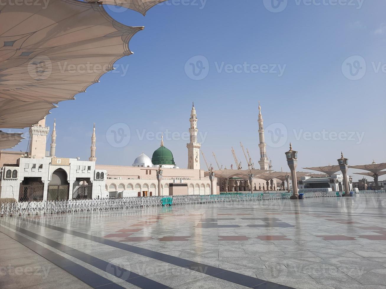Beautiful daytime view of Masjid Al Nabawi, Medina, Saudi Arabia. photo
