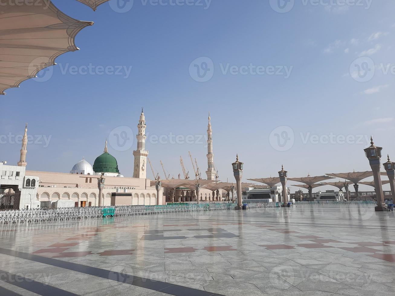 Beautiful daytime view of Masjid Al Nabawi, Medina, Saudi Arabia. photo
