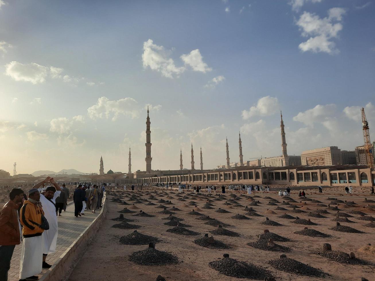 Medina, Saudi Arabia, Dec 2022 - An evening view of the Jannat al-Baqi cemetery, located some distance from Masjid al-Nabawi. photo