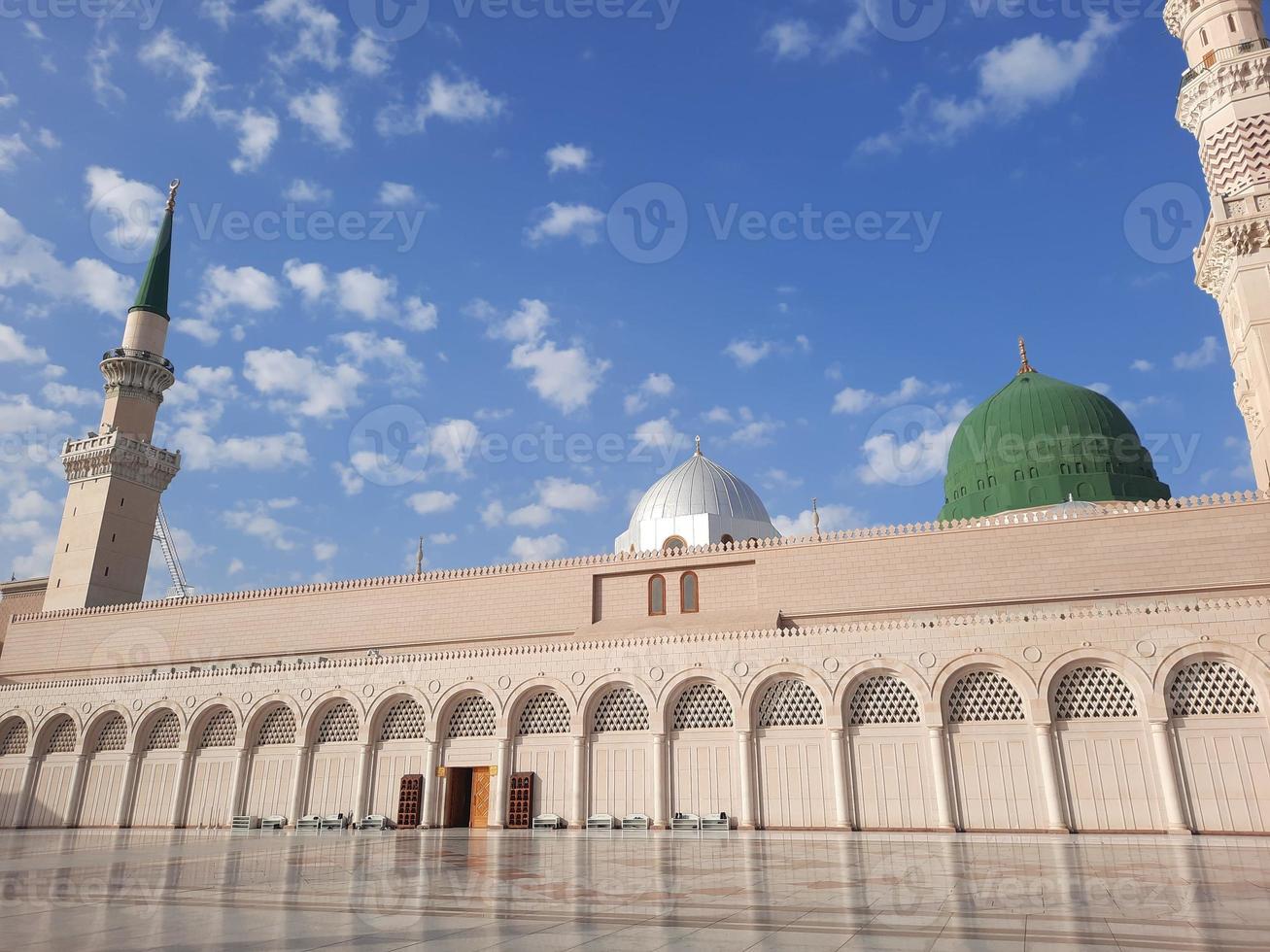 Beautiful daytime view of Prophet's Mosque - Masjid Al Nabawi, Medina, Saudi Arabia. photo