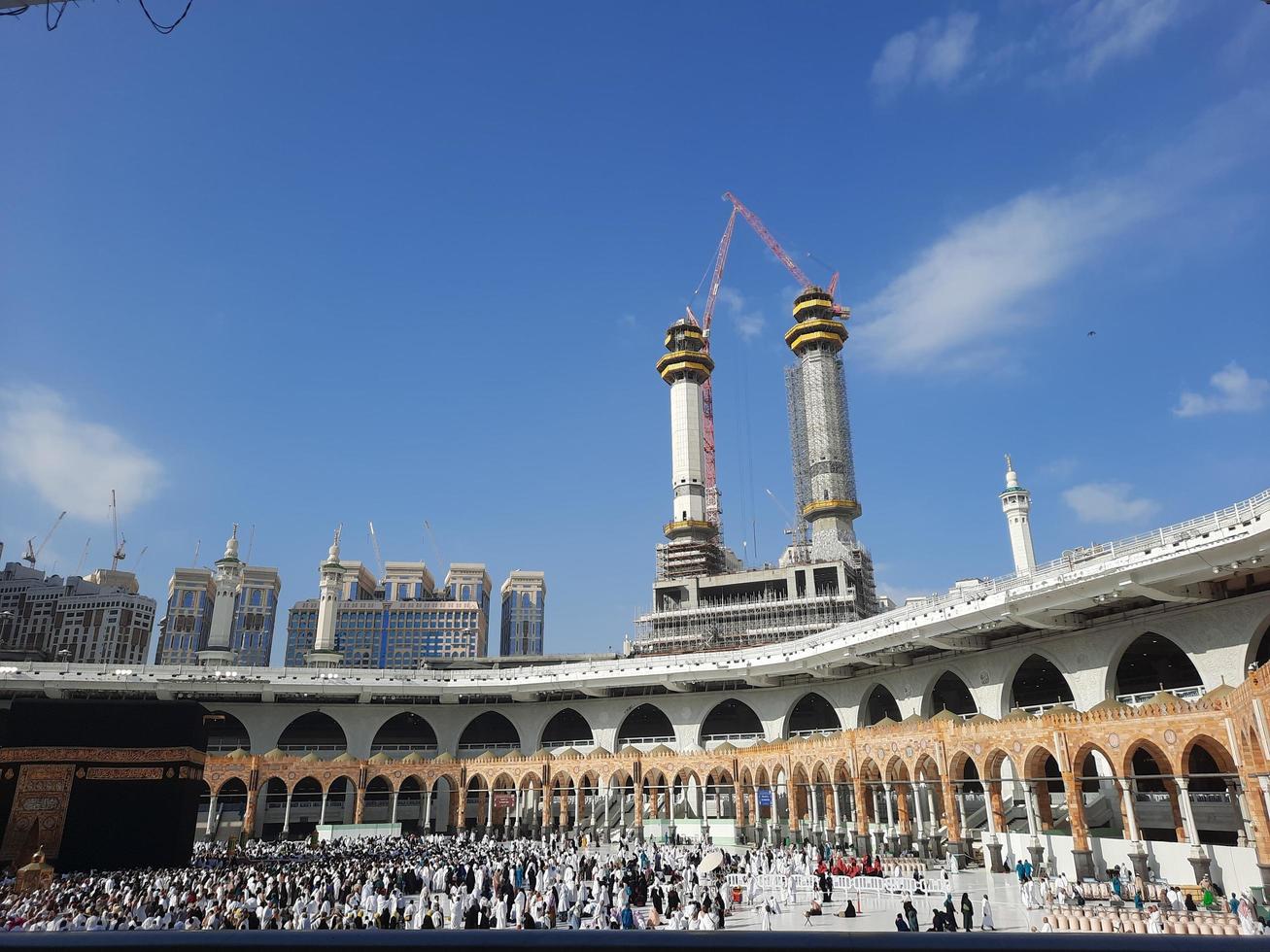 Mecca, Saudi Arabia, Jan 2023 - Beautiful interior view of Masjid al-Haram, Mecca, Saudi Arabia. Pilgrims from all over the world are performing Tawaf. photo