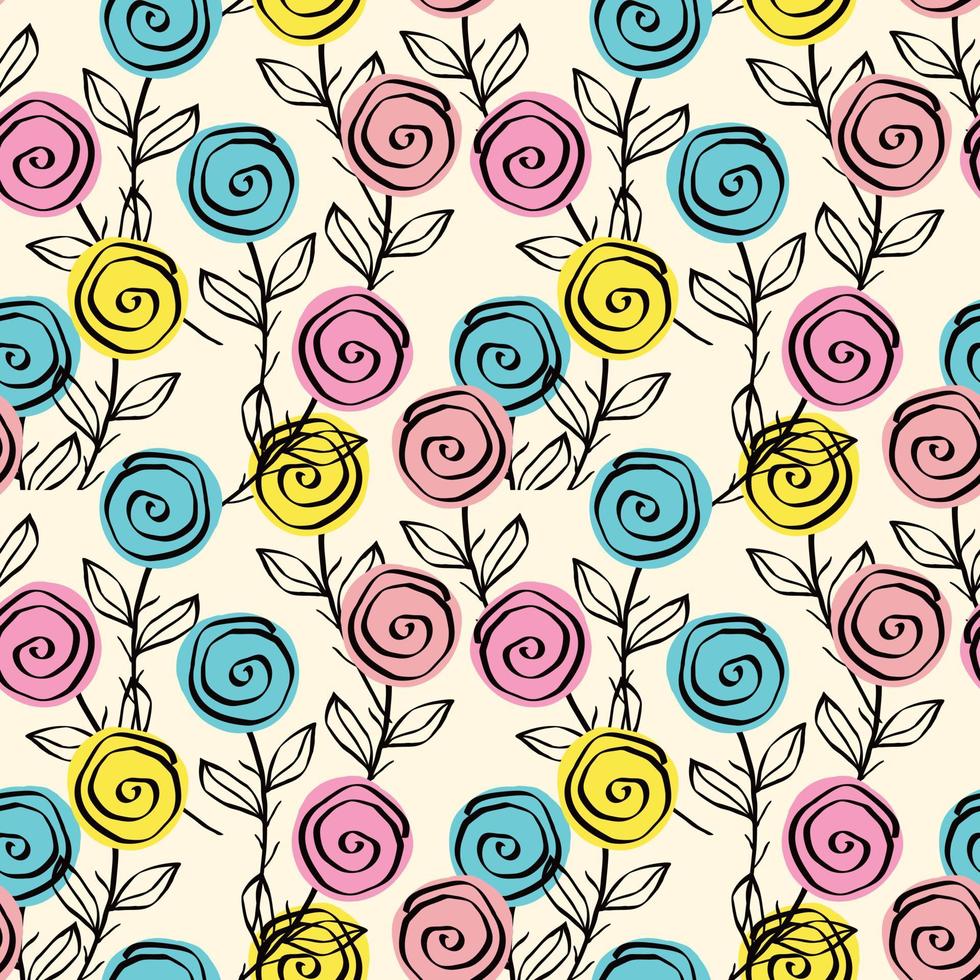 roses spring seamless pattern with in nude tones. vector