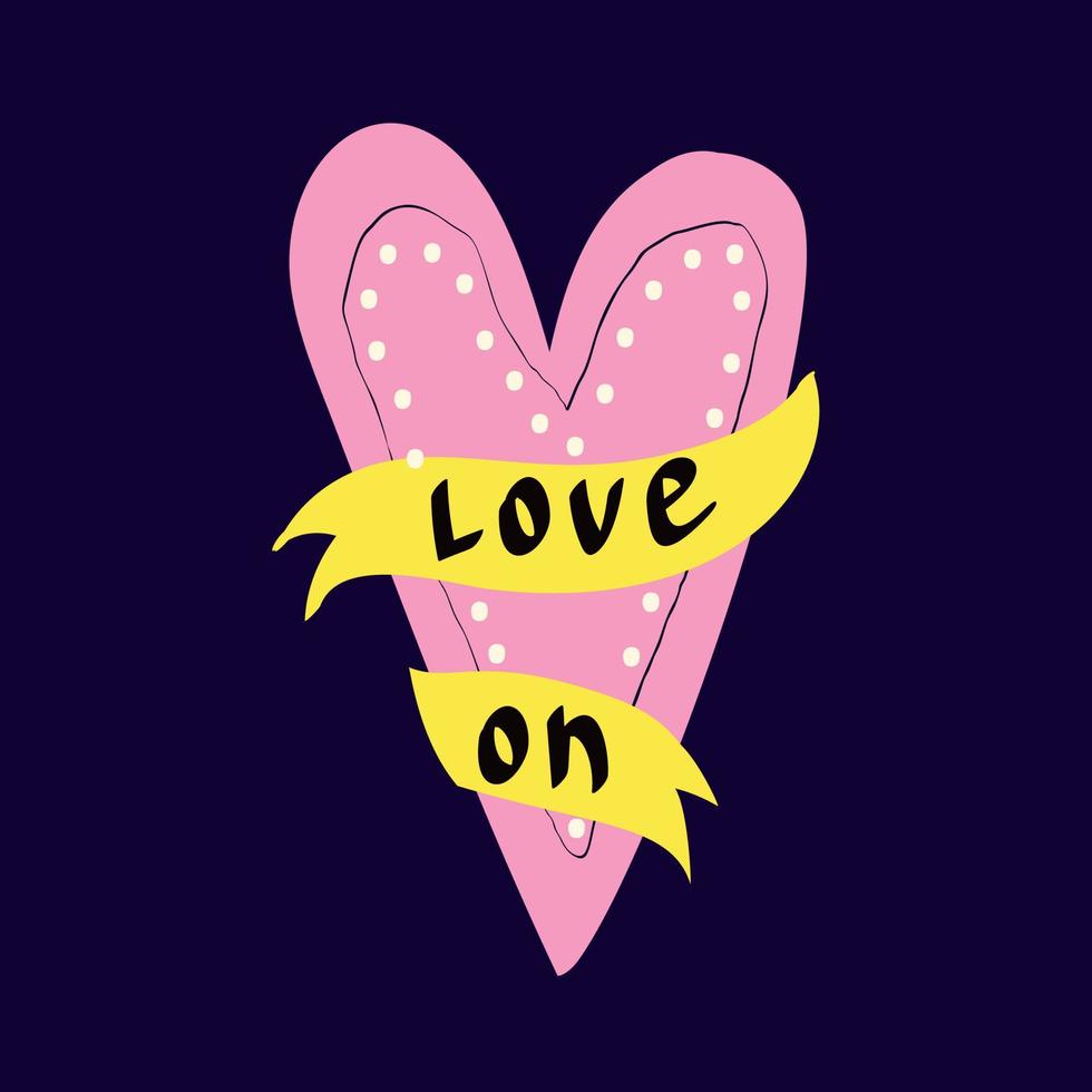 Valentines day card with heart. Groovy funny hearts in modern doodle style vector