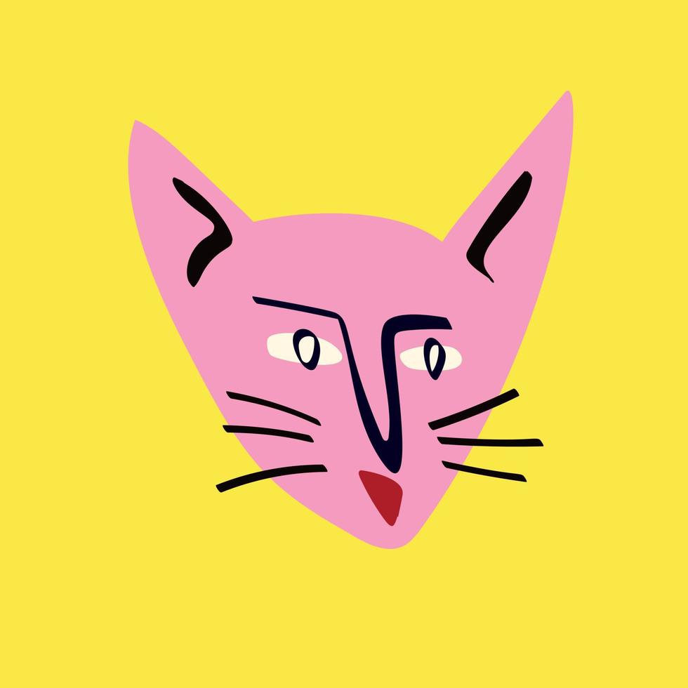 funny pink cat card vector