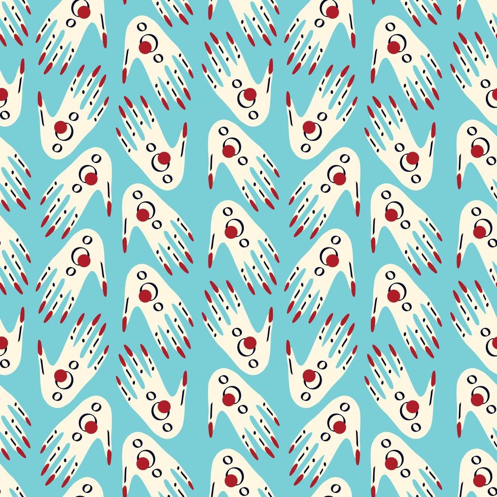 Seamless pattern with Magical mystical symbol hands with eyes vector