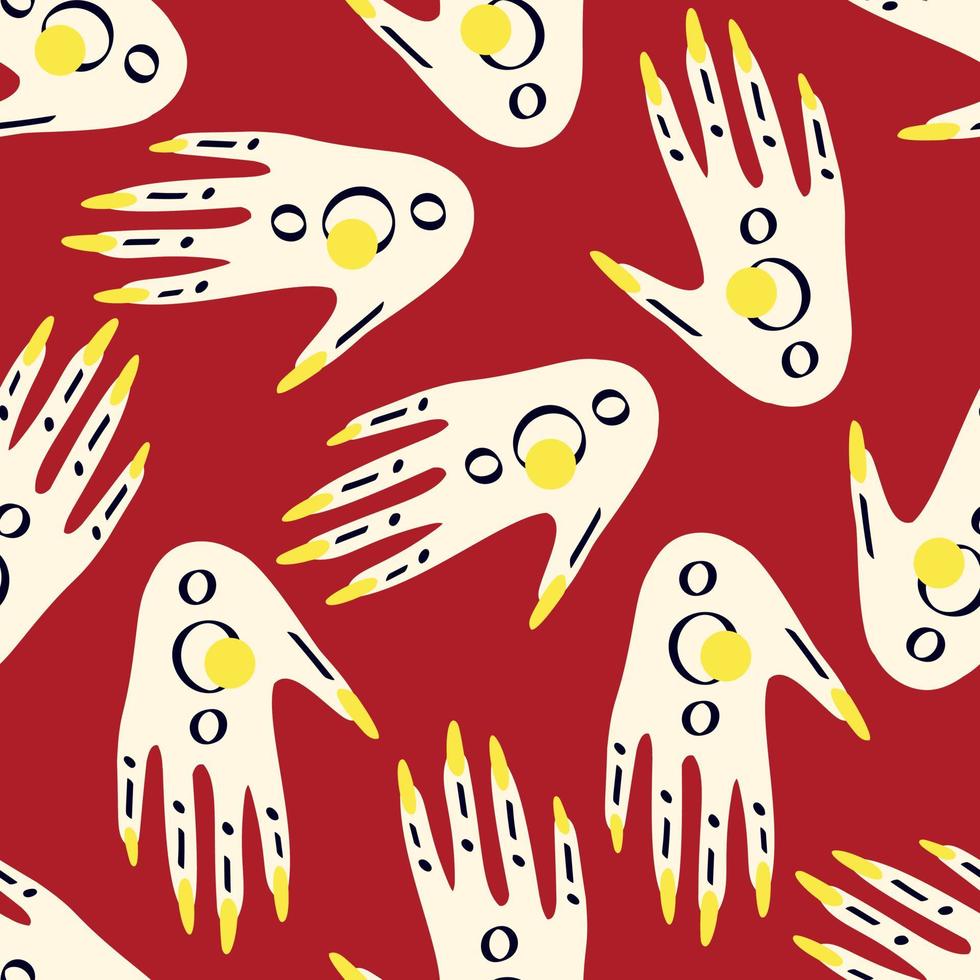 Seamless pattern with Magical mystical symbol hands with eyes vector