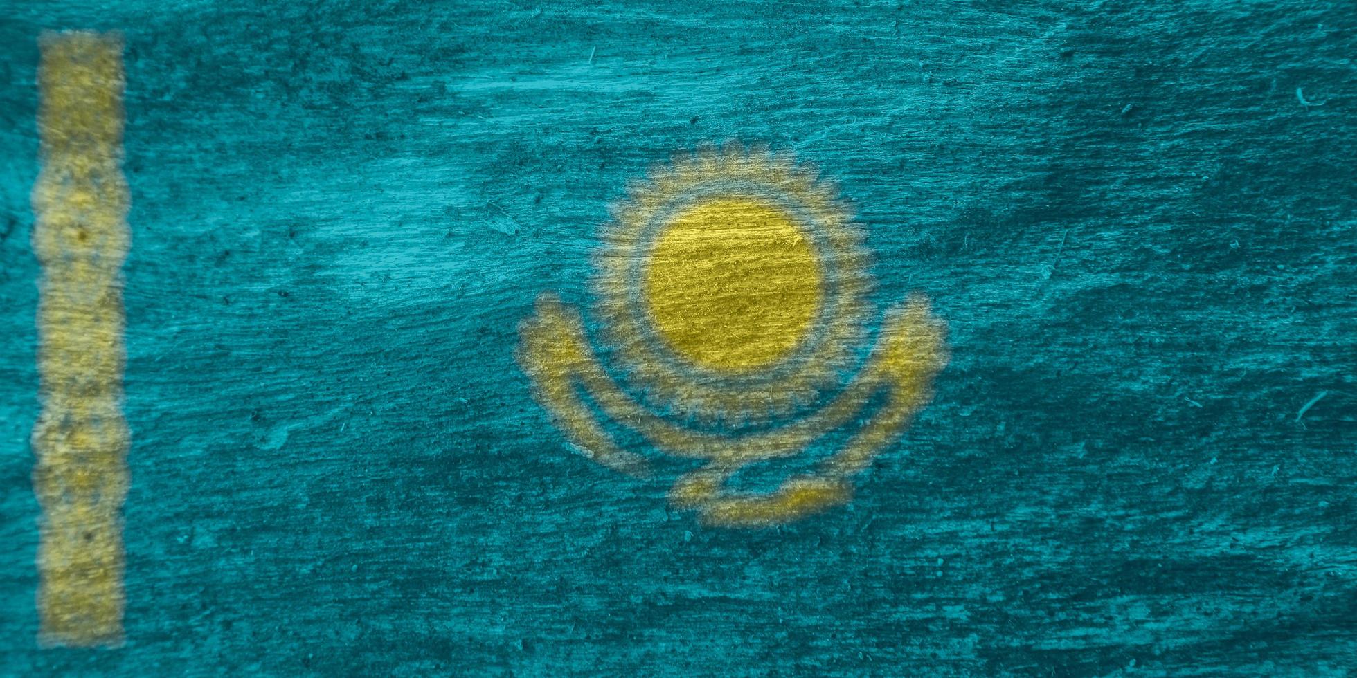 kazakhstan flag texture as the background photo