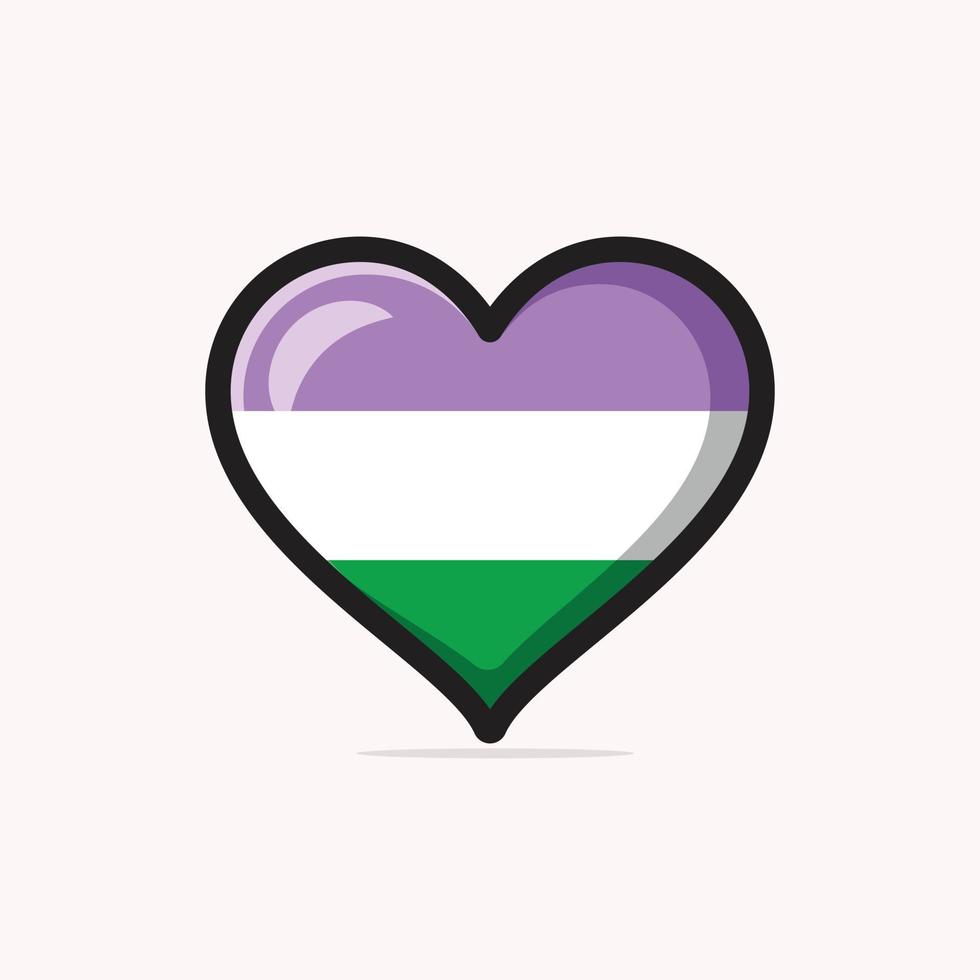 Bandera genderqueer en forma de corazón ilustración vectorial vector