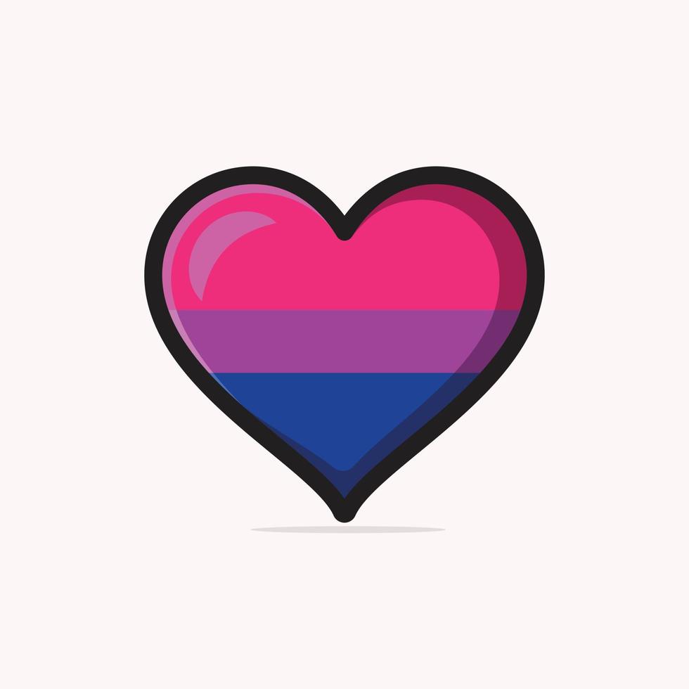 bandera bisexual en forma de corazón ilustración vectorial vector
