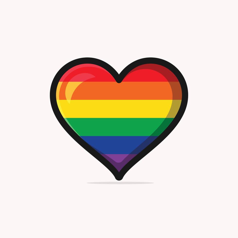 bandera gay en una ilustración de vector de forma de corazón