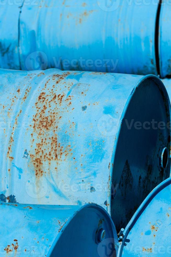a chair made of blue barrels photo
