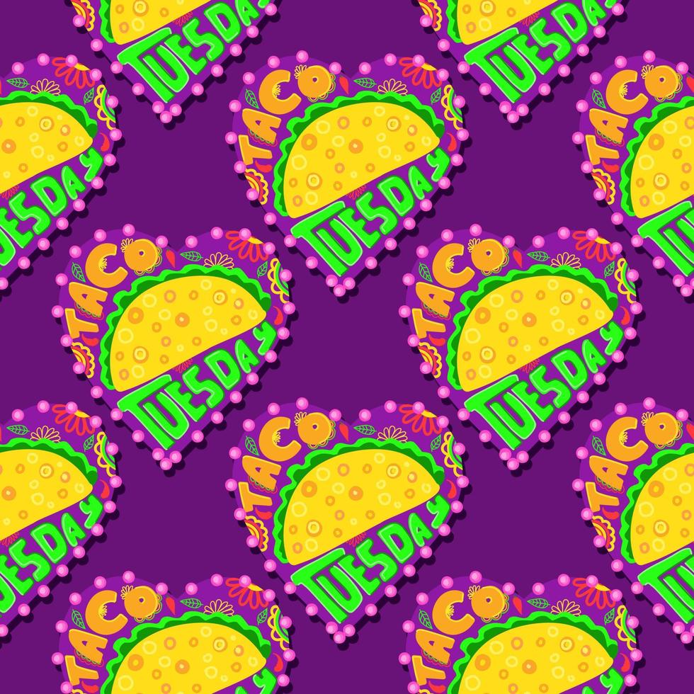 papel digital de tacos. Martes de tacos. impresión brillante de la cocina mexicana. patrón sin fisuras vector