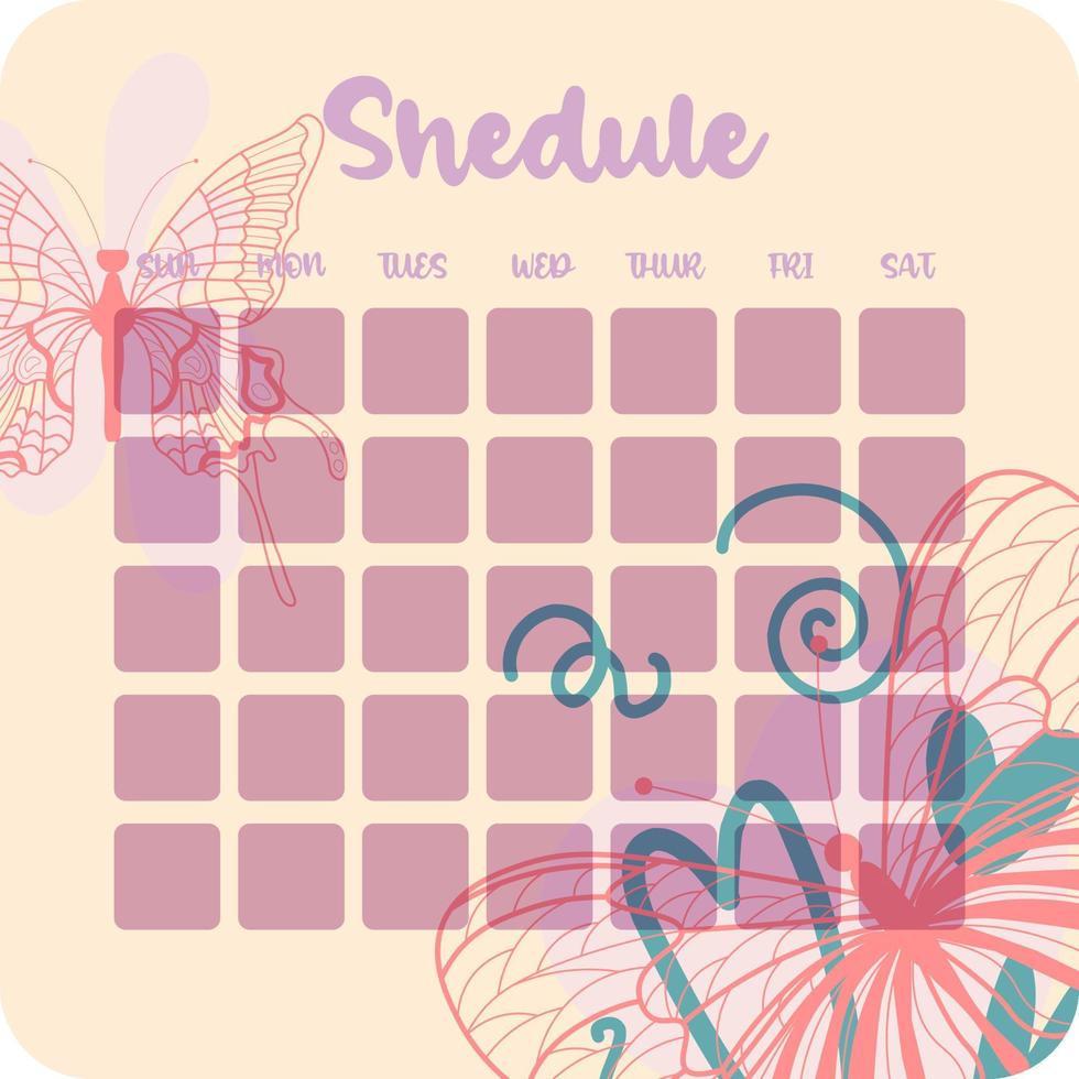 Template for agenda, schedule, planners, checklists, bullet journal, notebook and other stationery. vector