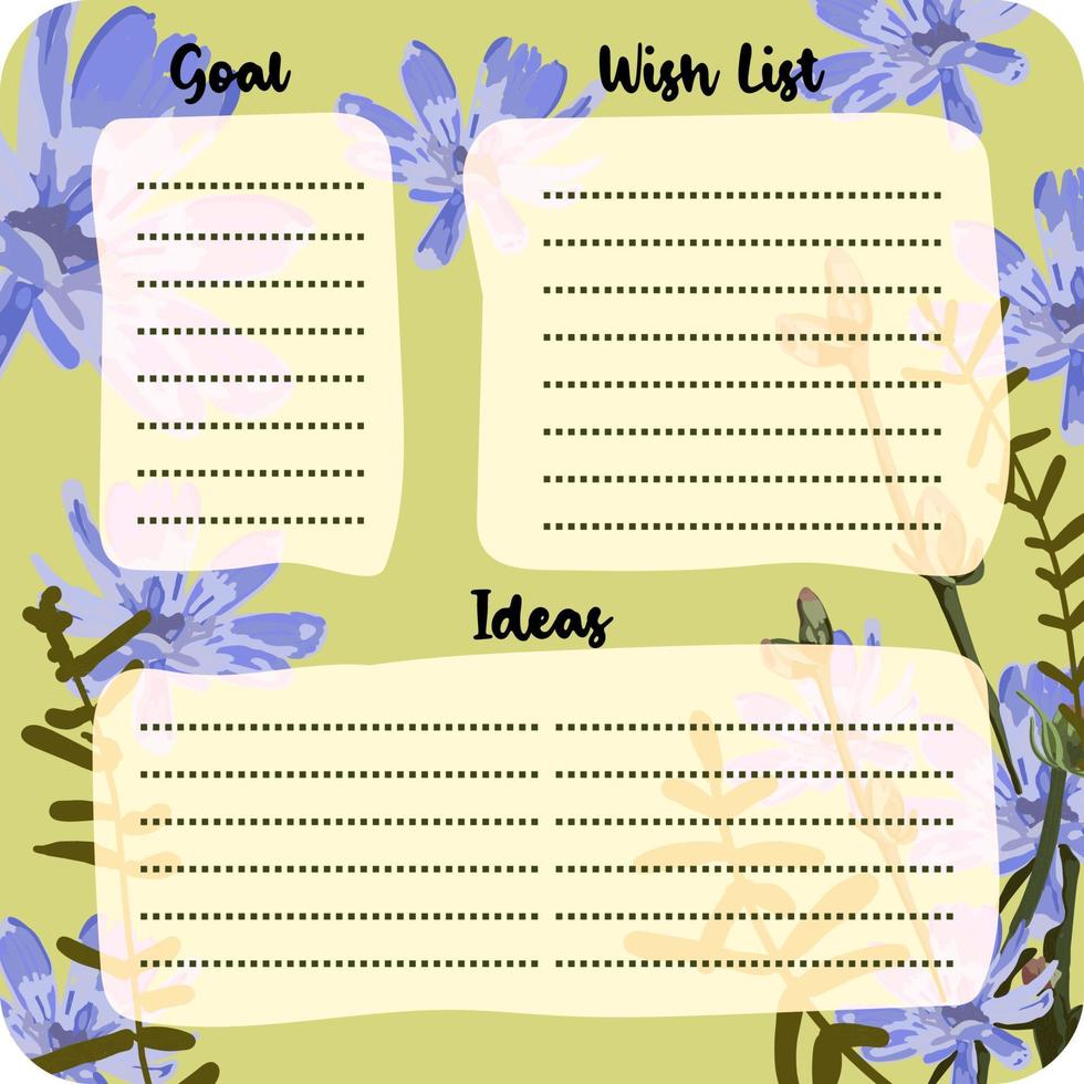 Bullet journal coloured School timetable with FLOWER AND BUTTERFLY themes. Week days, months, planner, habit tracker vector