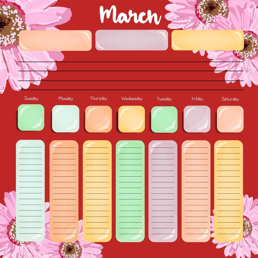 Habit tracker is empty. Bullet magazine template. Monthly planner. Vector illustration. Organizer for printing, diary, planner for important purposes.Bullet jurnal