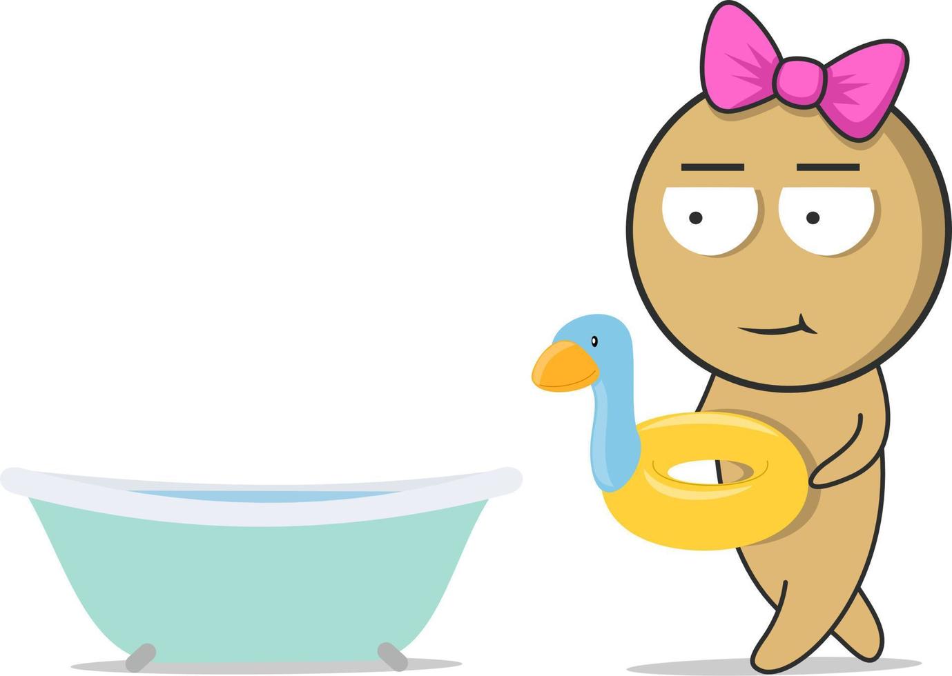 Girl takes a bath with a duck vector