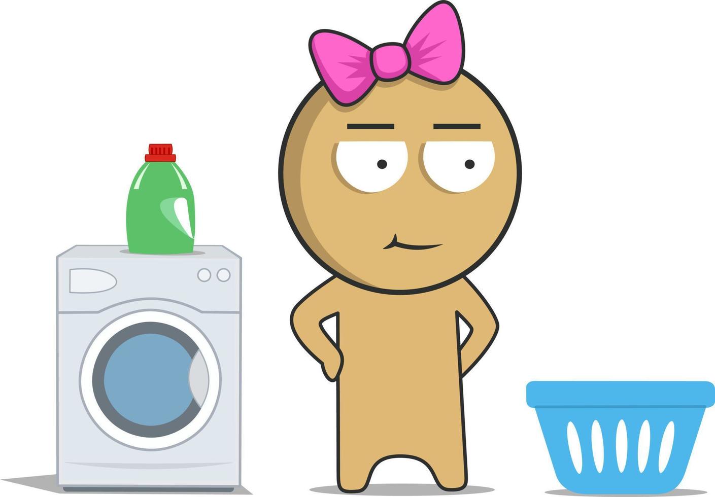 Wash clothes in the washing machine vector