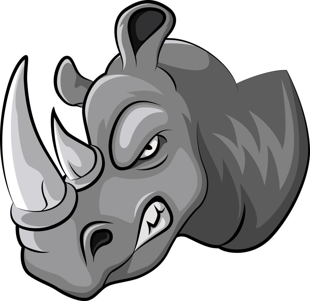 Cartoon angry rhino head mascot vector
