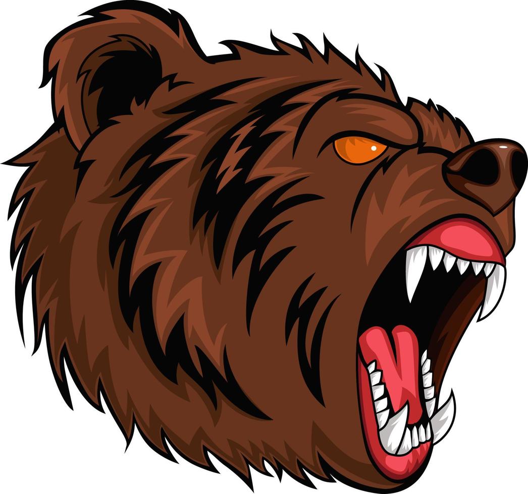 personaje de mascota de cabeza de oso enojado vector