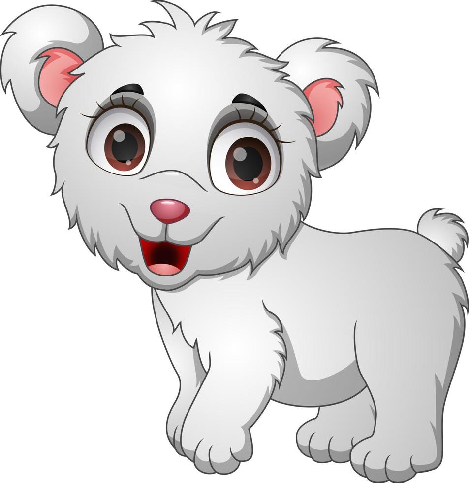 Cute baby polar bear cartoon on white background vector