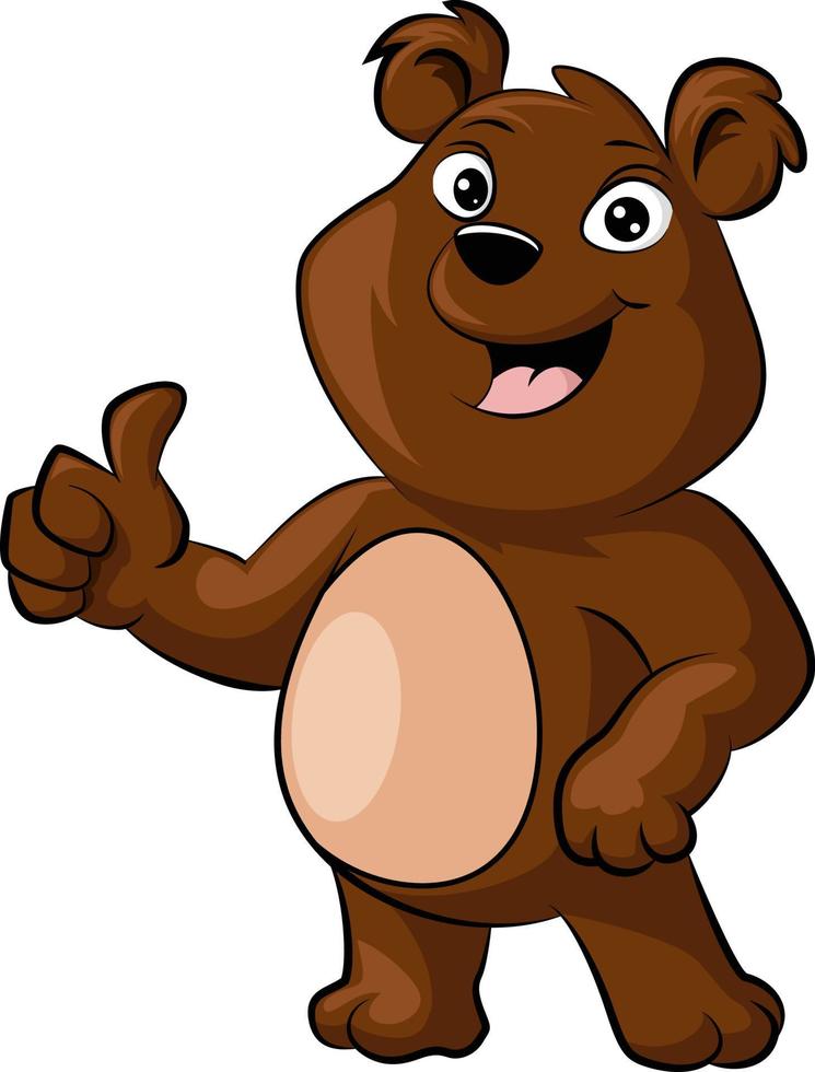 Cute bear cartoon giving thumb up vector