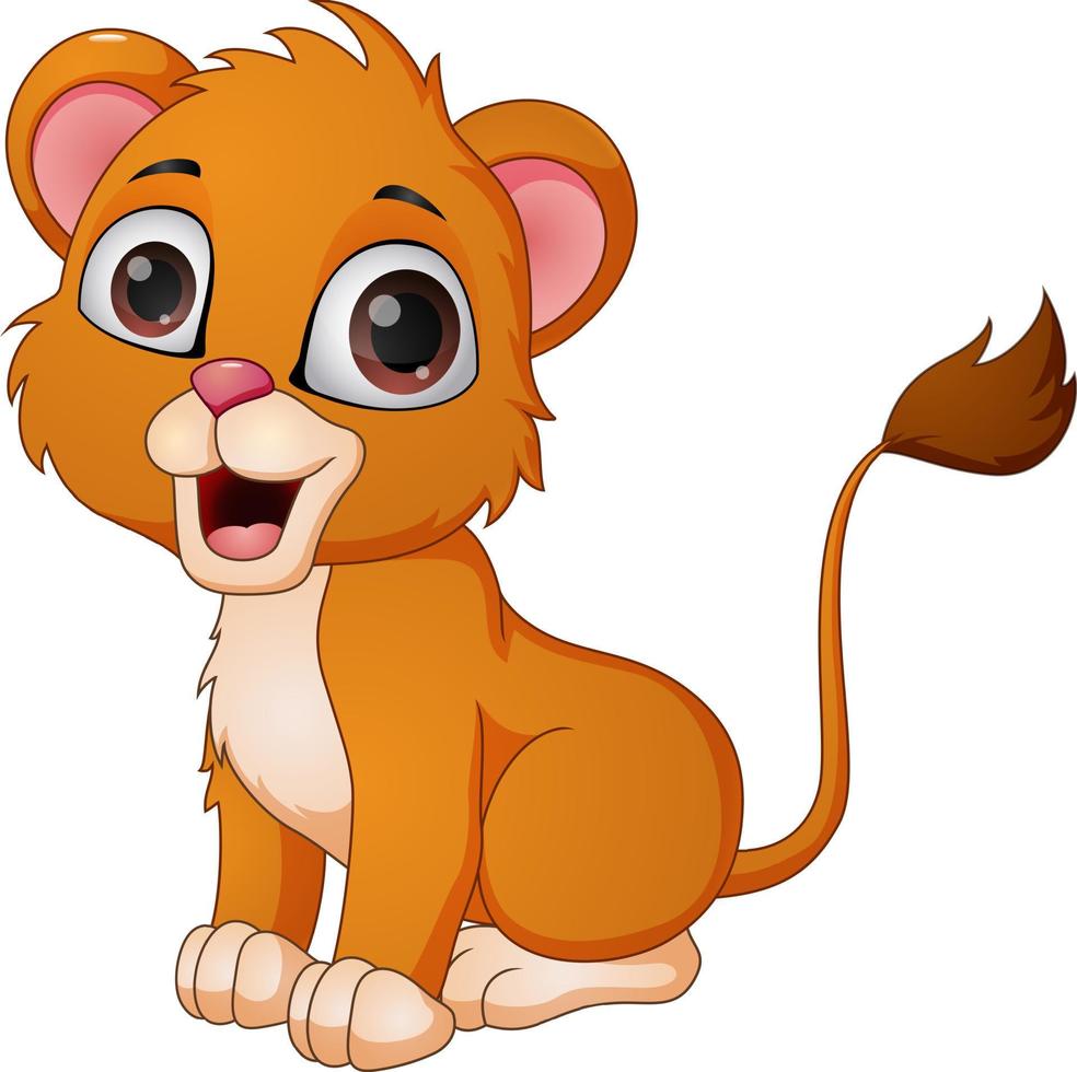 Cute baby lioness on white background vector