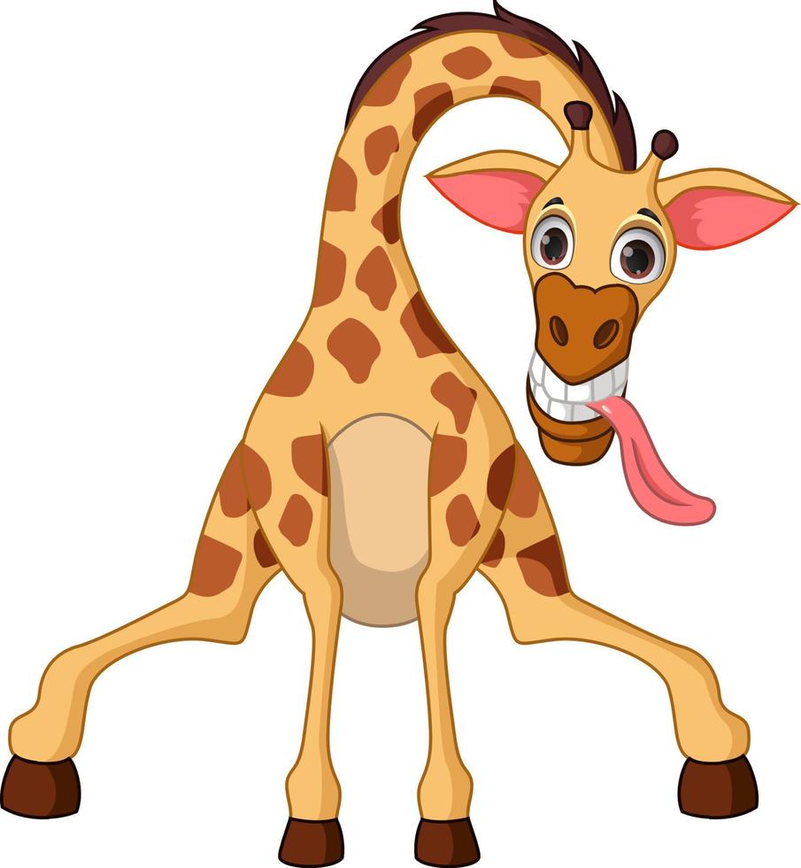 Cartoon giraffe on white background vector