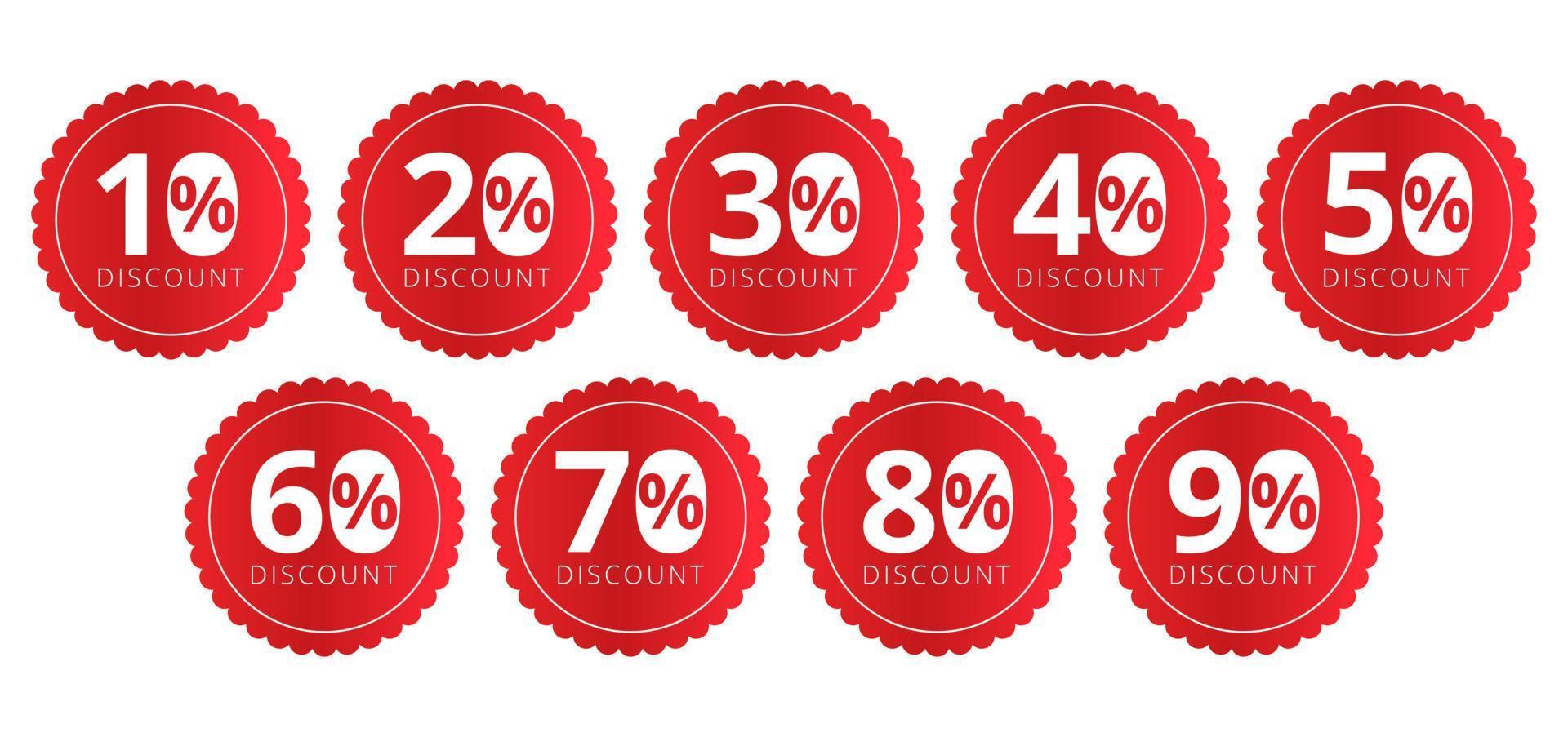 Set of stickers for discounts. Red round badges on a white background. vector