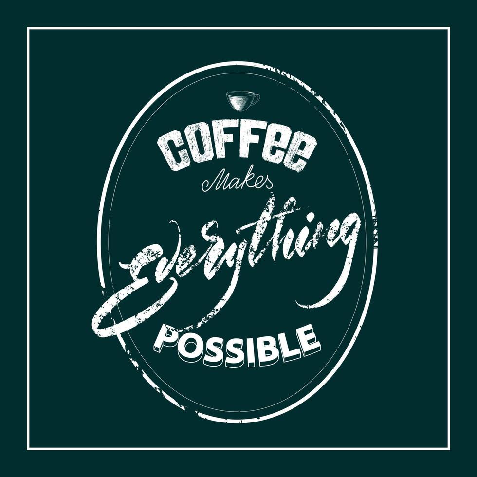 Lettering Coffee makes everything possible on a chalk board. vector