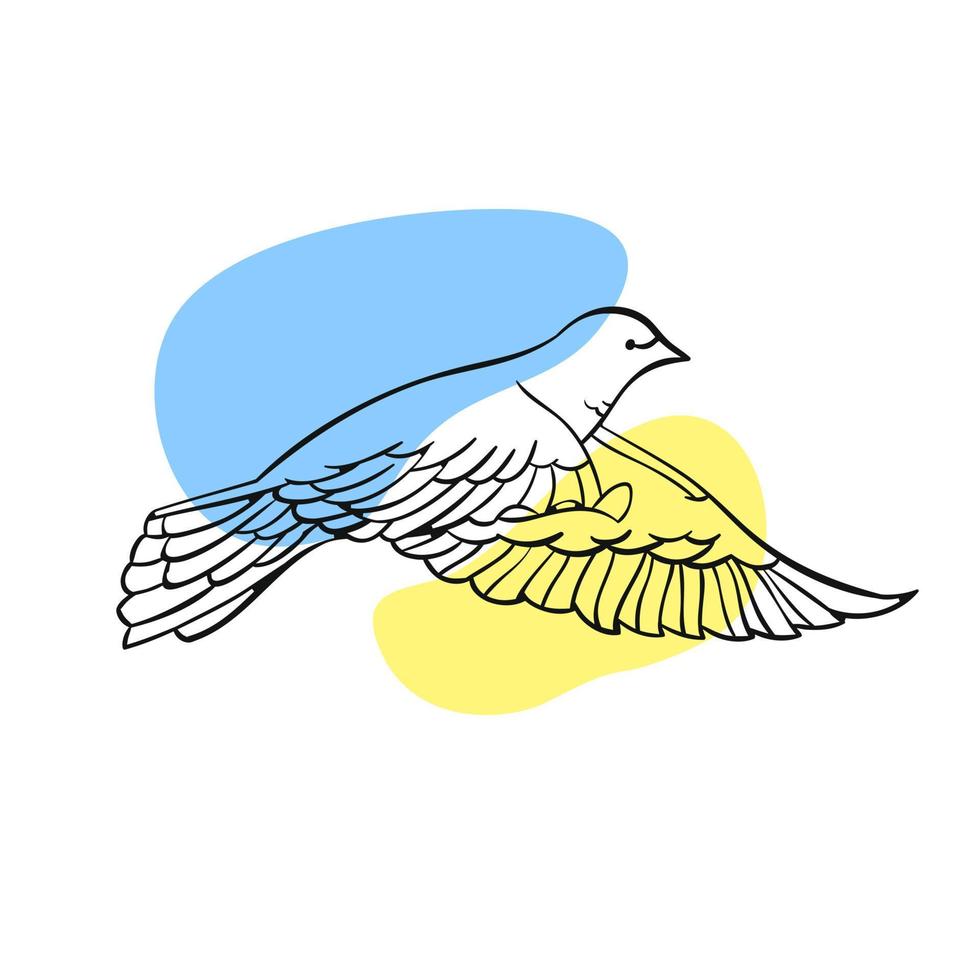 Peace dove of Ukraine on a white background in line-art style for printing and design.Vector illustration. vector