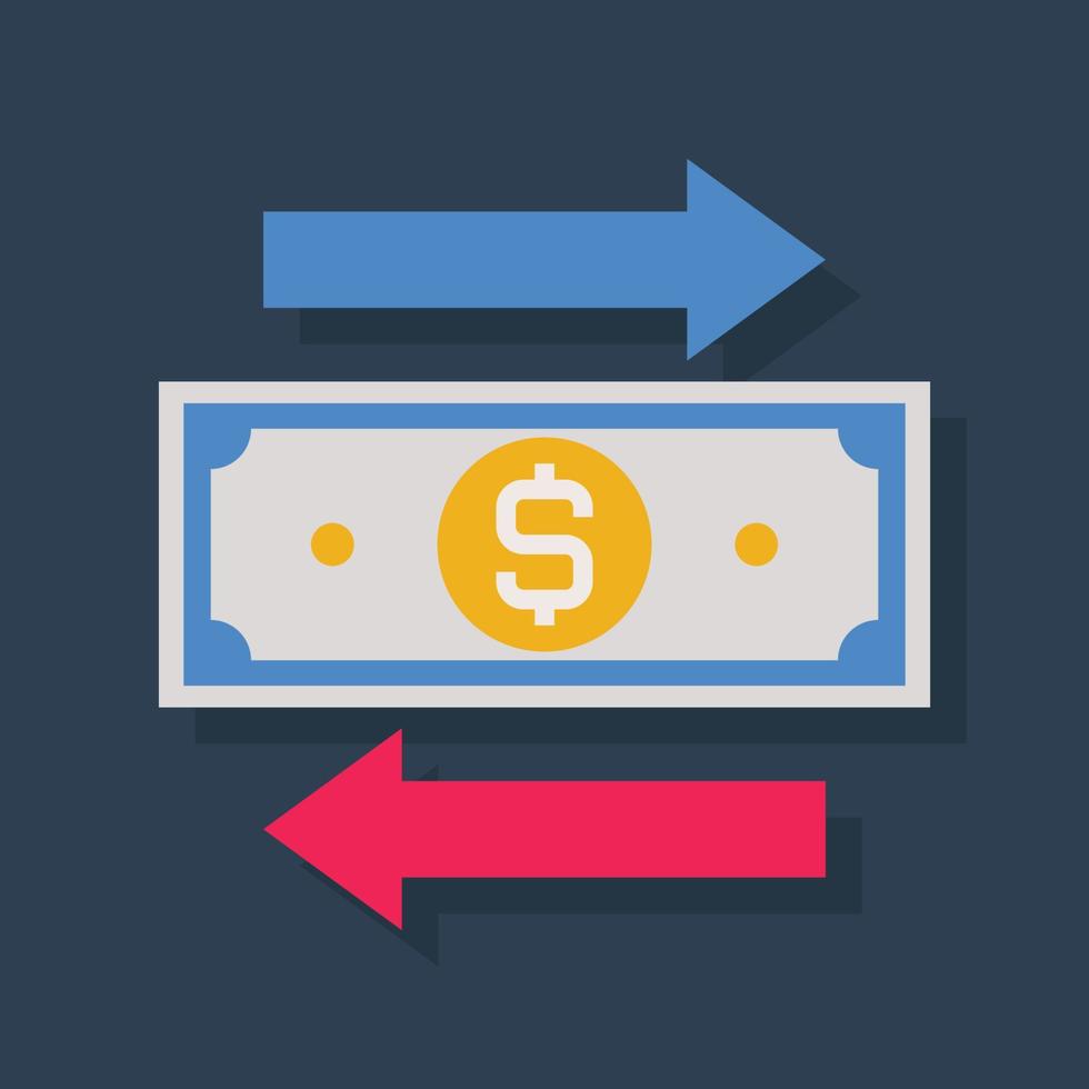 Money transfer - Flat color icon. vector