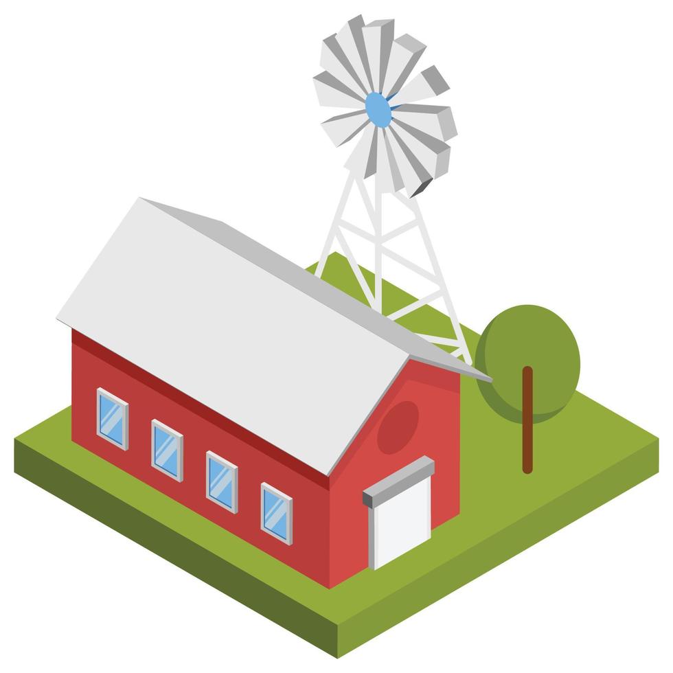 Power plant - Isometric 3D illustration. vector