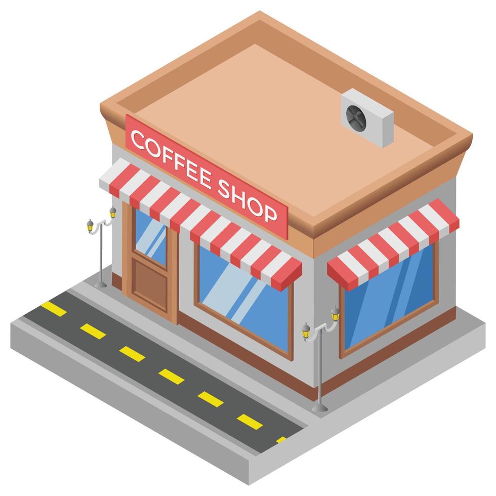 Coffee shop - Isometric 3D illustration. vector
