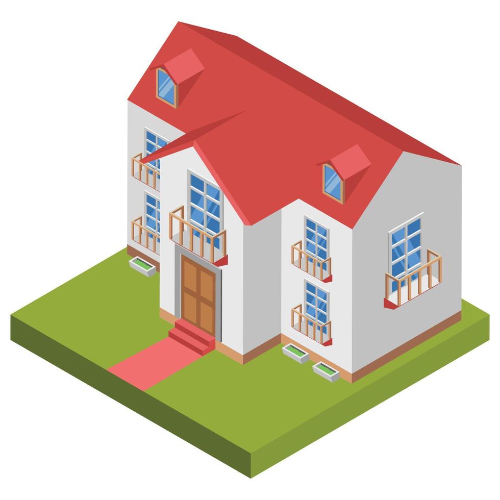 Residence house - Isometric 3D illustration. vector