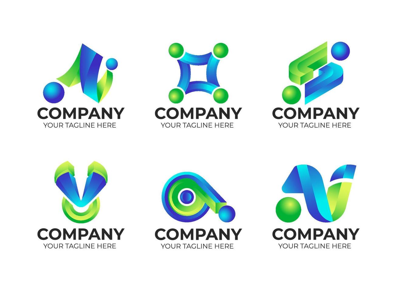 logotipo geométrico 3d en color degradado vector