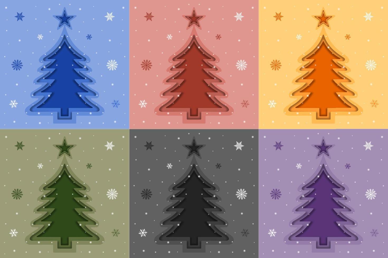 Colorful Pine Tree Abstract Background with Papercut Style vector