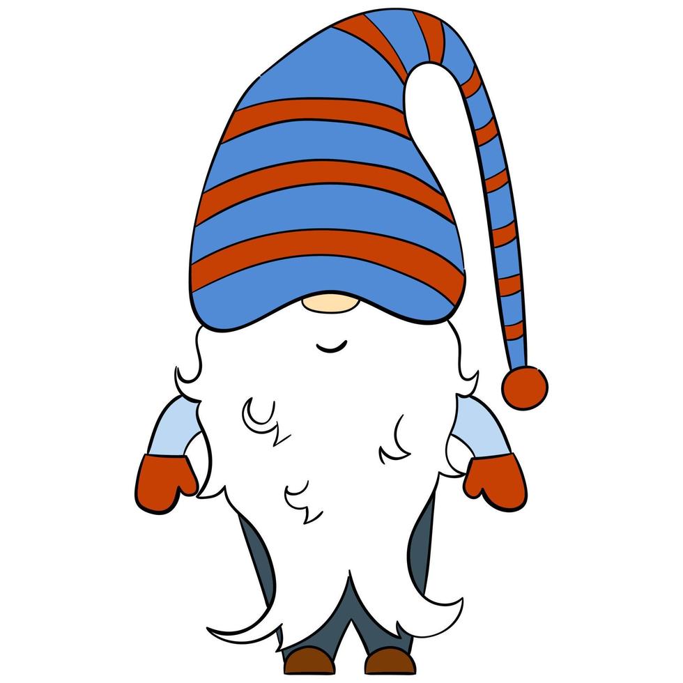 Cartoon Christmas gnome. Vector illustration of cute dwarfs on a white background.