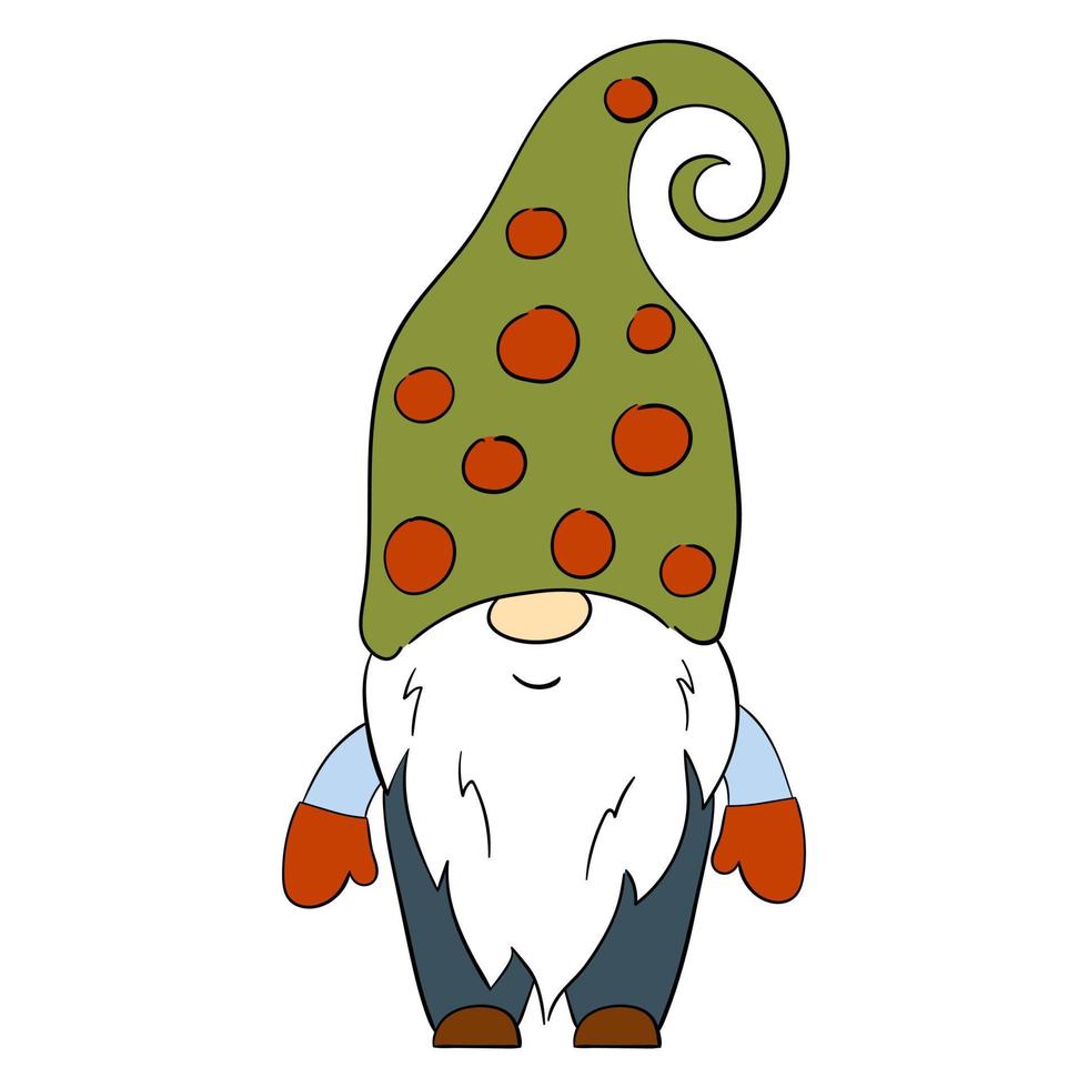 Cartoon Christmas gnome. Vector illustration of cute dwarfs on a white background.