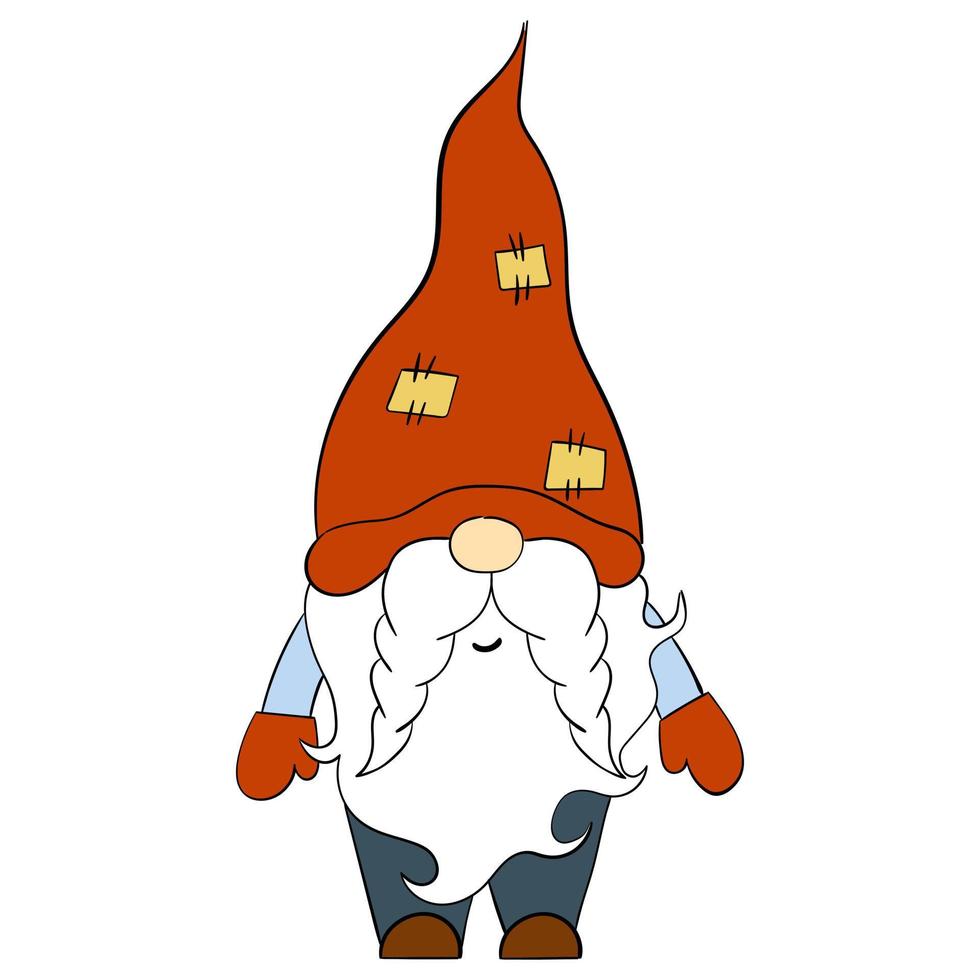 Cartoon Christmas gnome. Vector illustration of cute dwarfs on a white background.