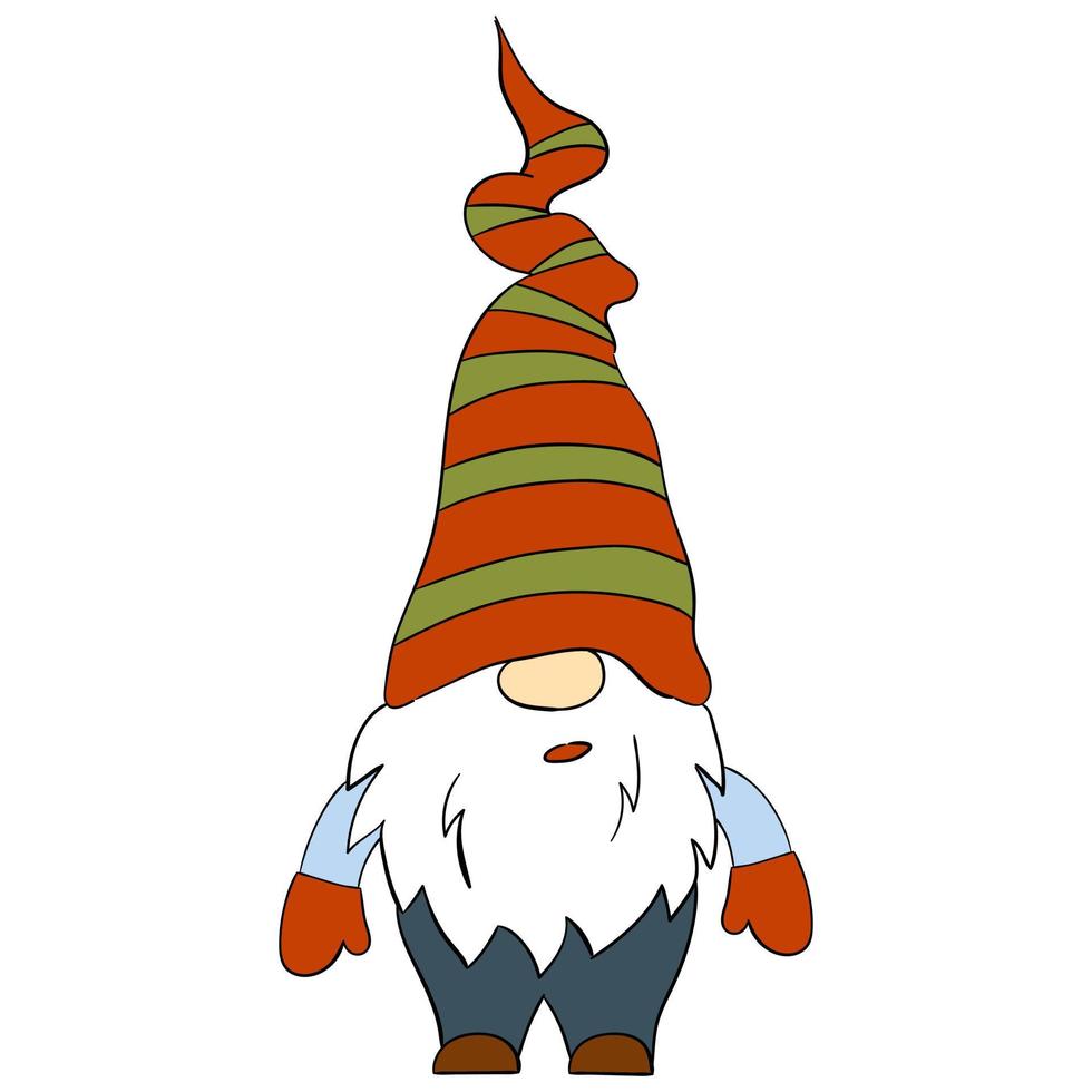 Cartoon Christmas gnome. Vector illustration of cute dwarfs on a white background.