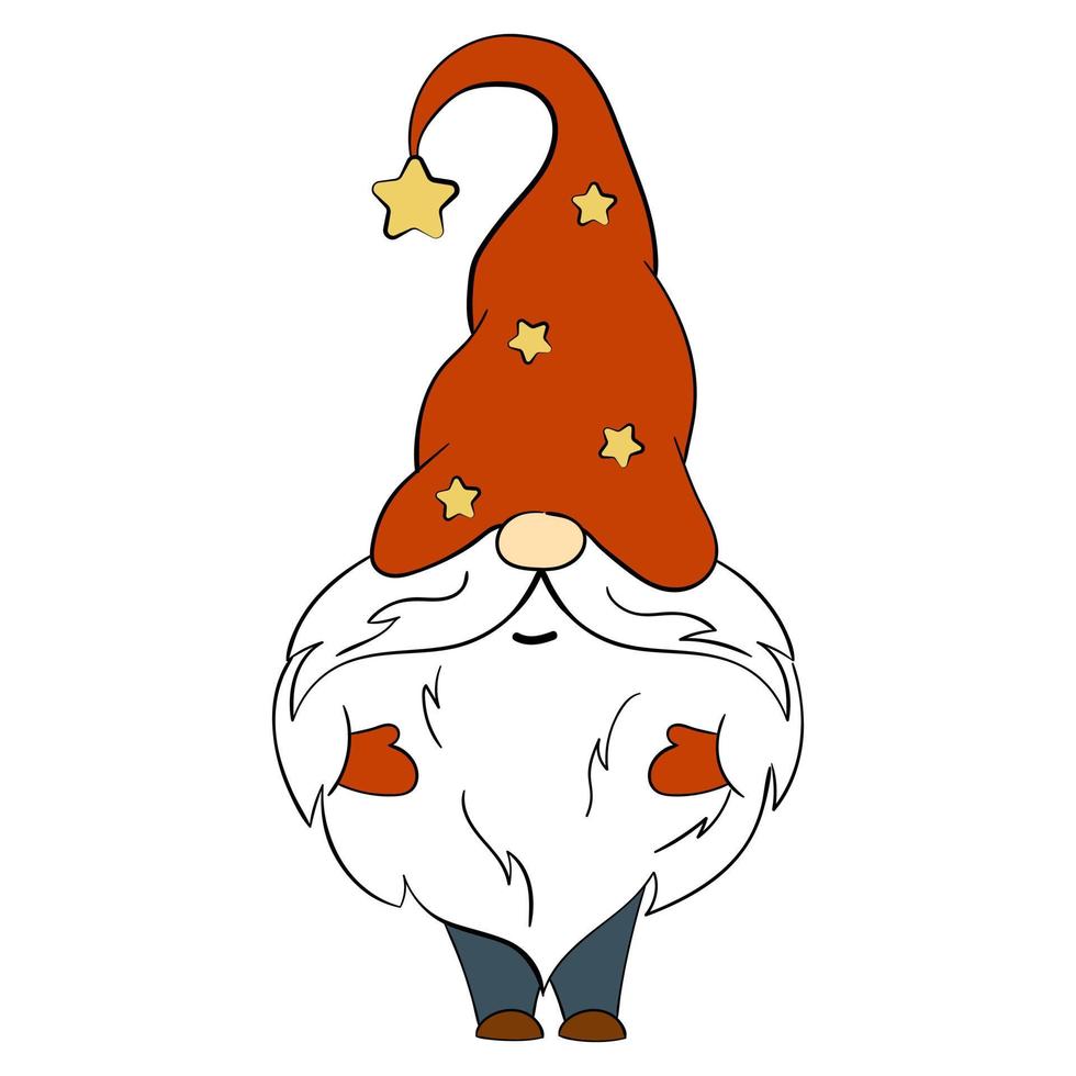 Cartoon Christmas gnome. Vector illustration of cute dwarfs on a white background.