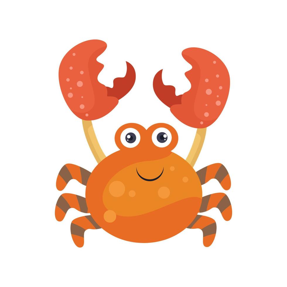 illustration vector graphic cartoon adorable smiling brown crab
