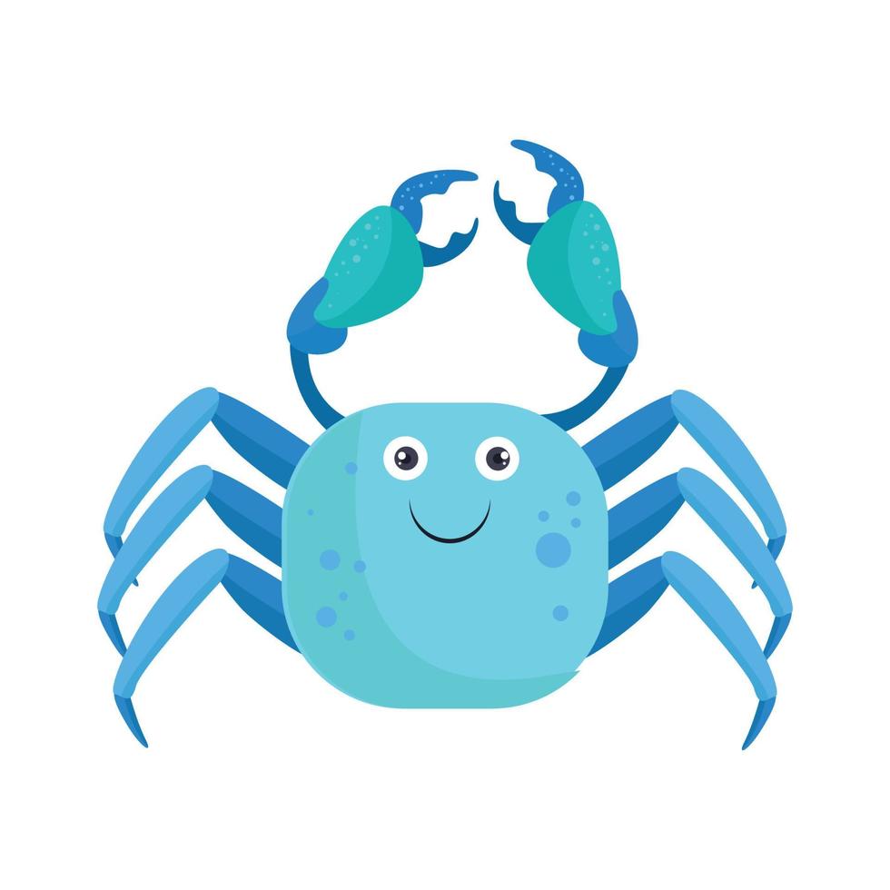 ilustración vectorial gráfico lindo y sonriente cangrejo azul vector