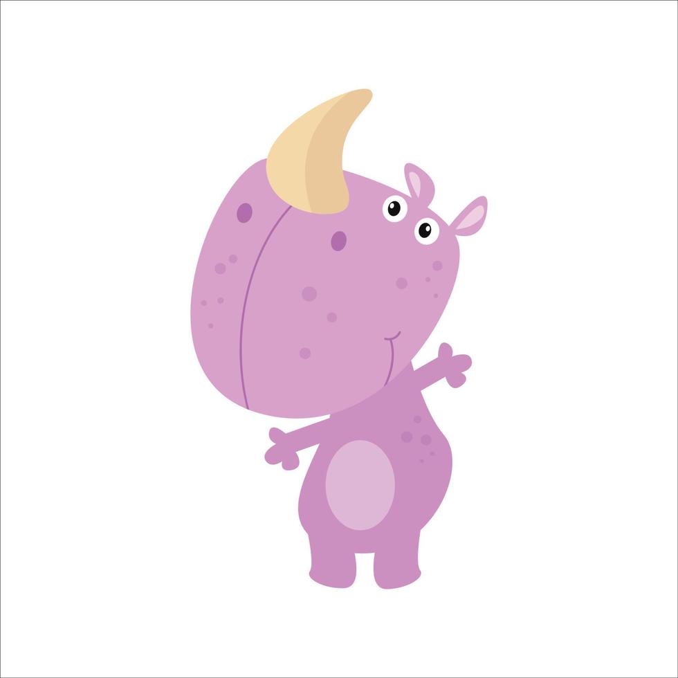 illustration vector design white rhinoceros. Good for cartoon character, symbol, logo, icon, mascot, doodle