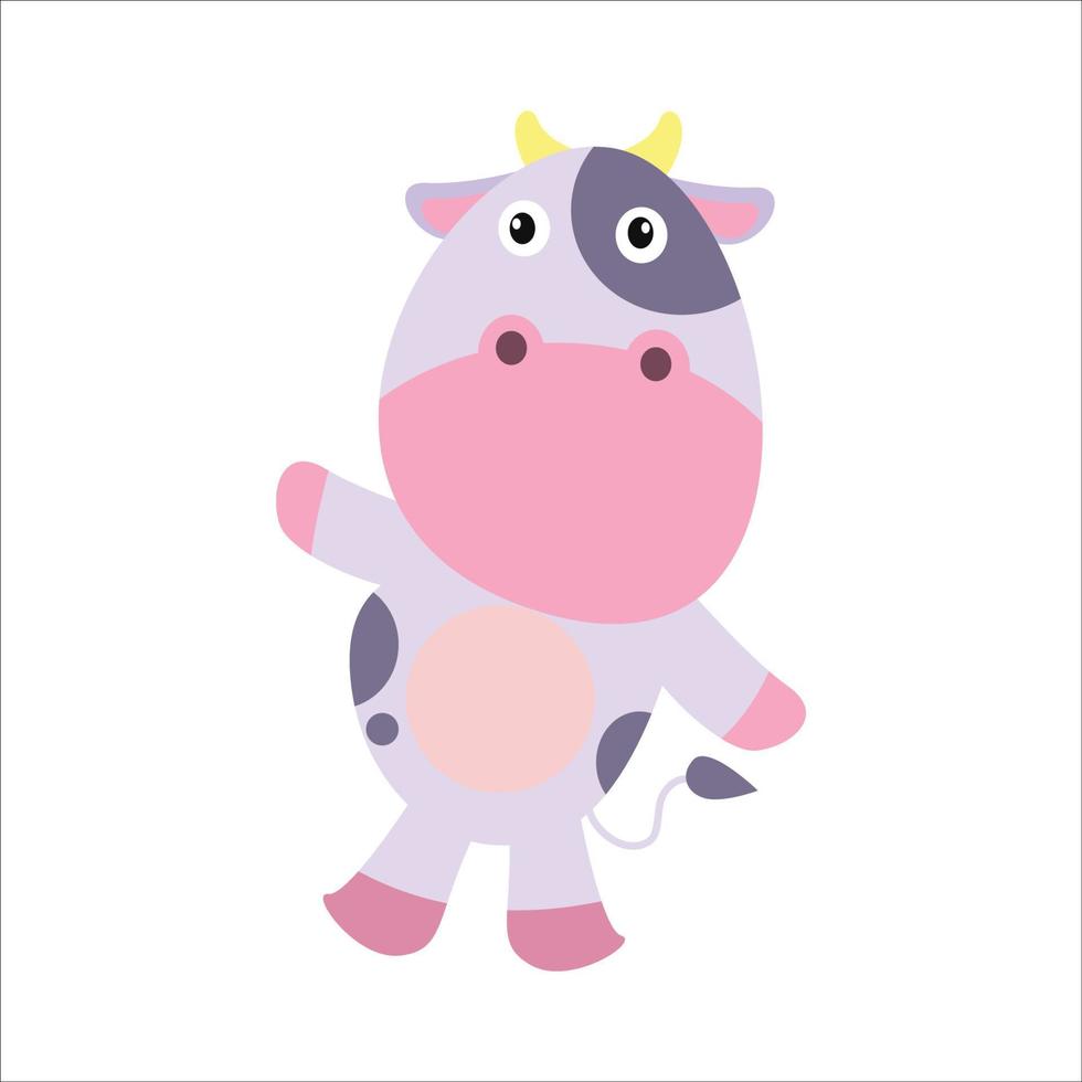 Vector illustration, cartoons, and graphic design. A cute and adorable cow. Suitable for fabric textiles and greeting cards