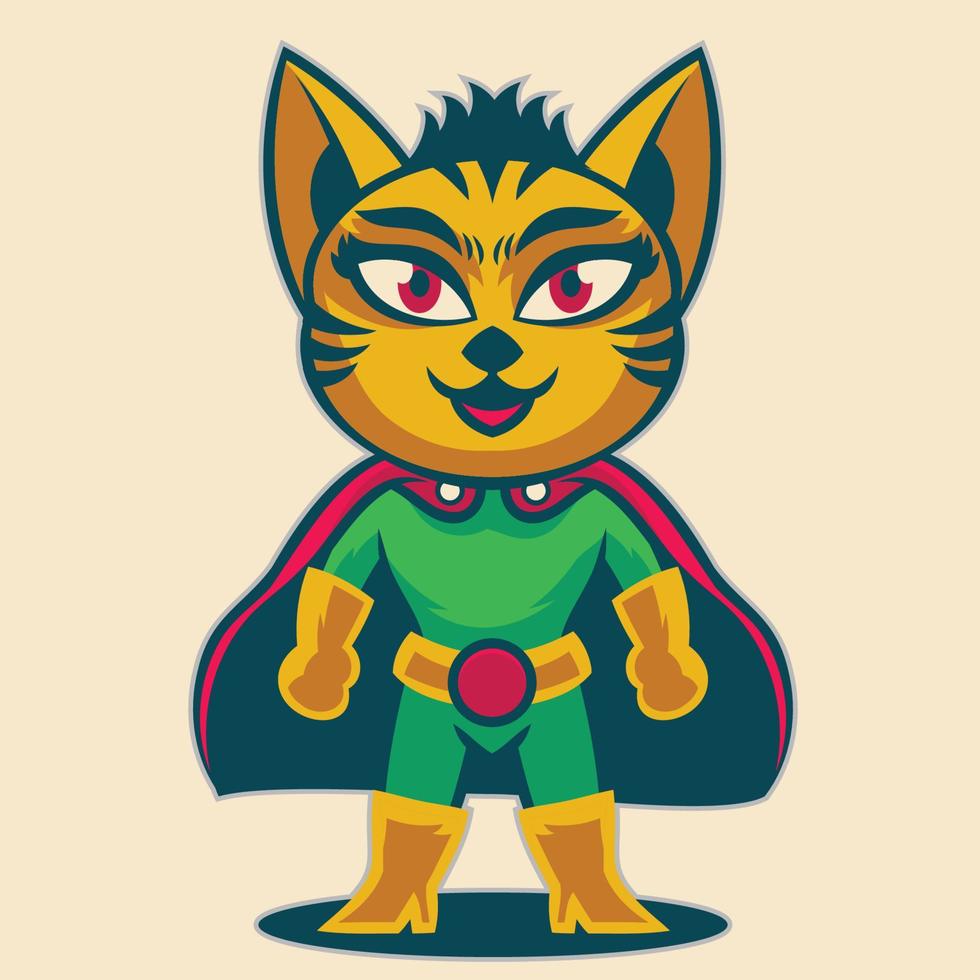 isolated cat woman superhero mascot standing pose vector