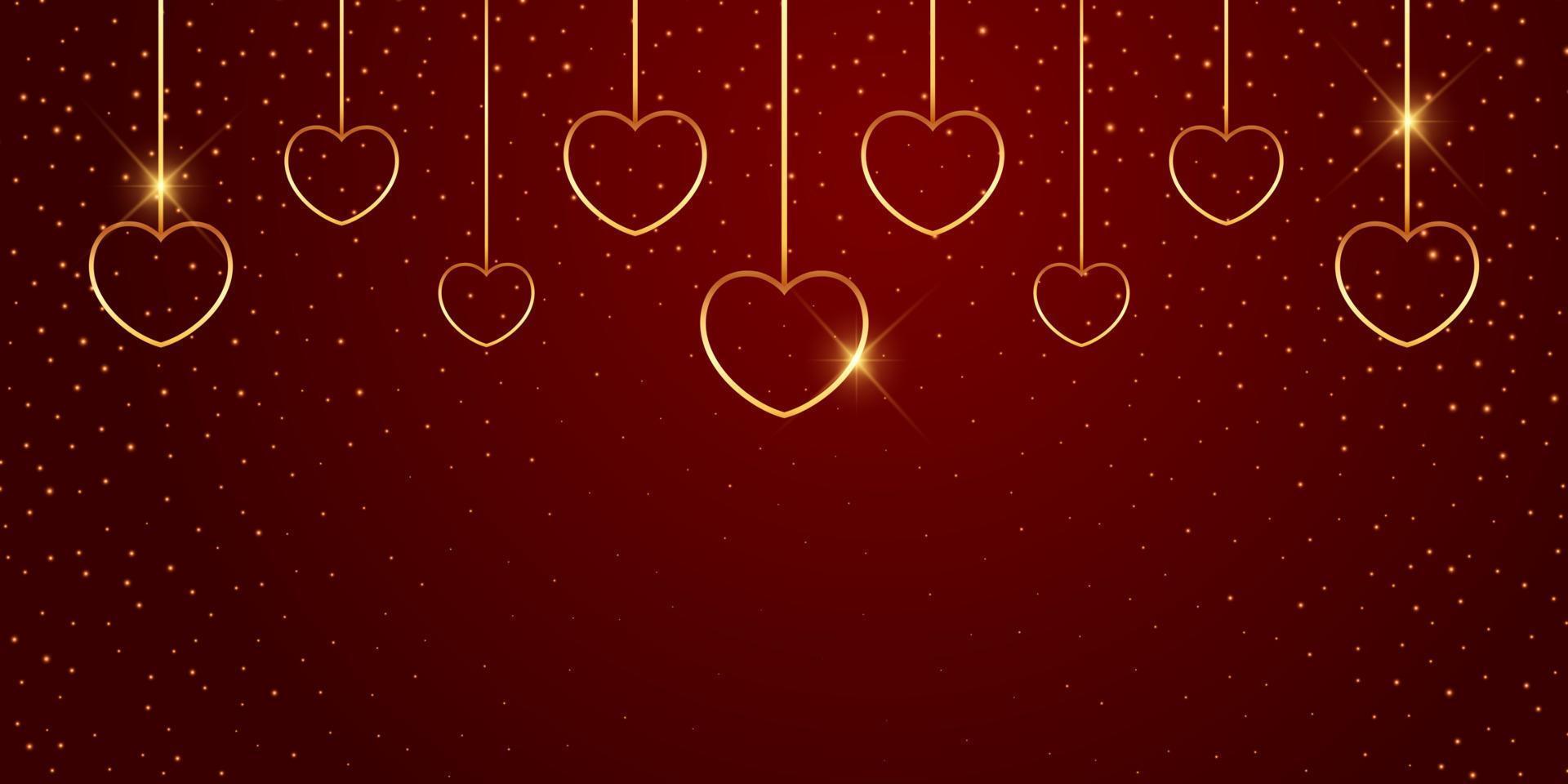 valentines day background with hanging hearts vector