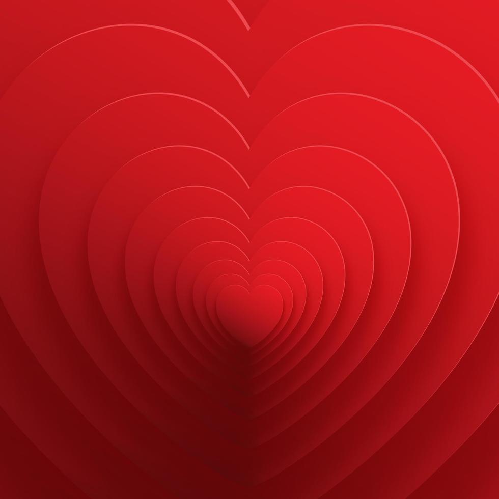 Valentines Day background with red hearts design vector